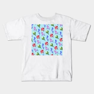 Inazuma Flowers Print (blue) Kids T-Shirt